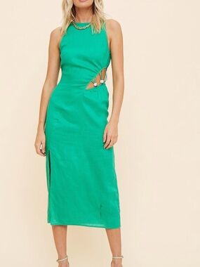 SUBOO ELODIE MIDI DRESS GREEN NWT